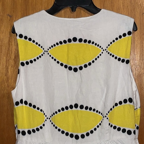 •CYNTHIA ROWLEY•WHITE/YELLOW/BLACK SUN DRESS SIZE 8 - Picture 4 of 10